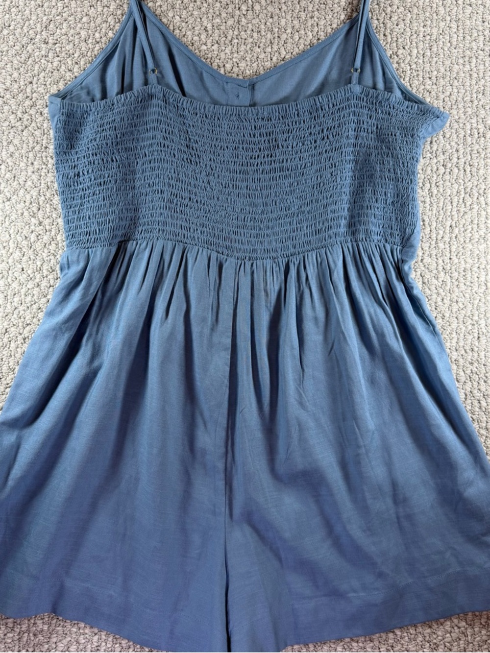 LOFT Beach Blue Button-Front Camisole Romper Women size L - Picture 4 of 7
